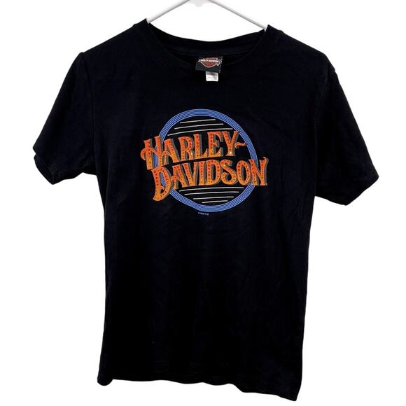 Women's Rhinestone Harley Davidson Seattle Washington Logo Baby Tee Size M - Picture 1 of 3